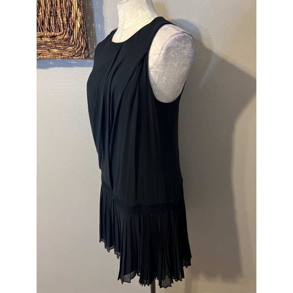 Rag & Bone Dress 6 Black Stretch Silk Rich Drape Pleat Trim - Picture 8 of 15